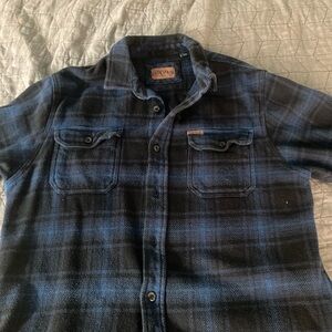 Orvis Blue and Black Plaid Casual Button Down Shirt